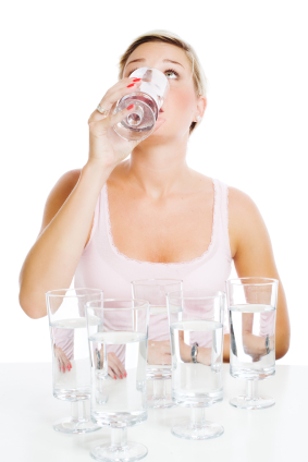 Lady chugging water