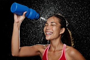 girl spraying water