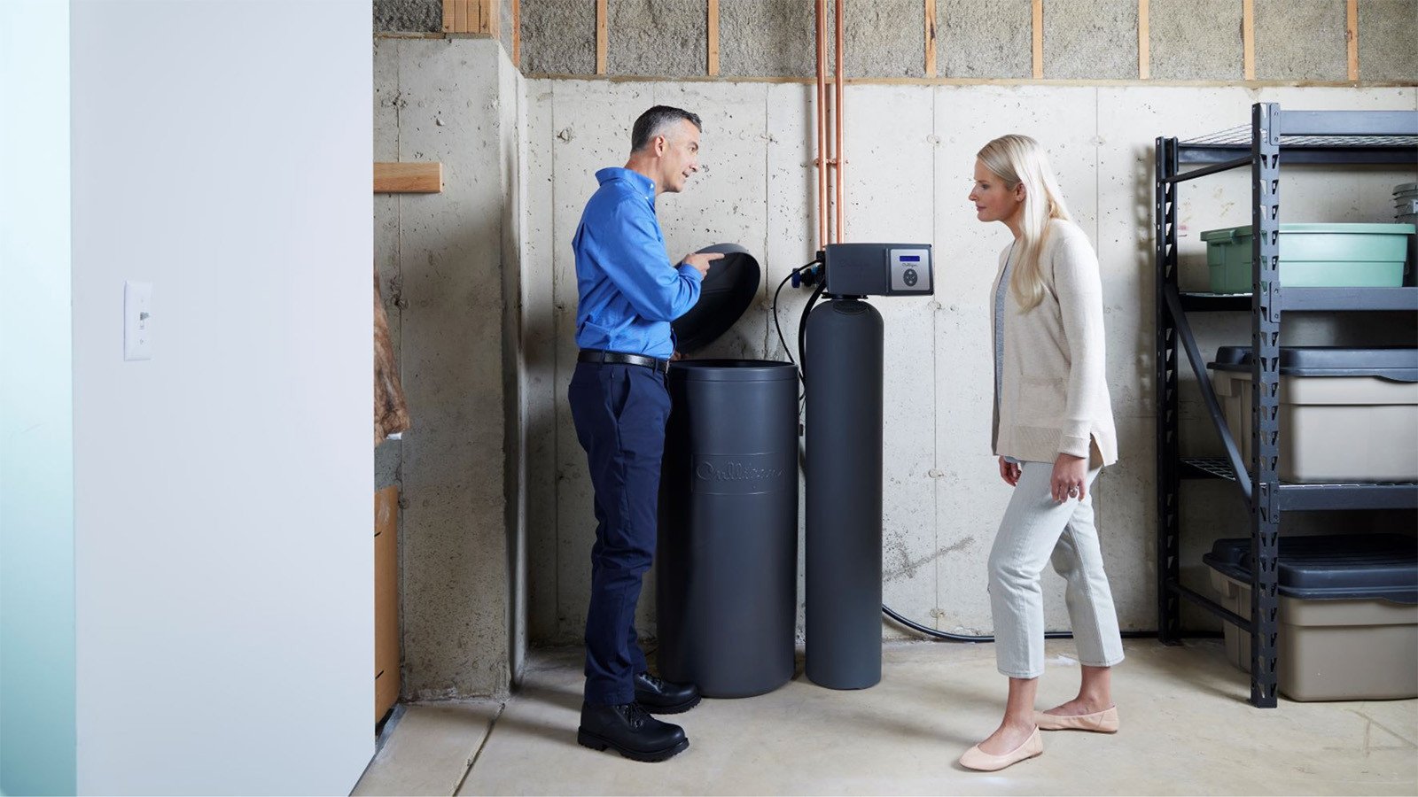 Culligan expert servicing a water softener